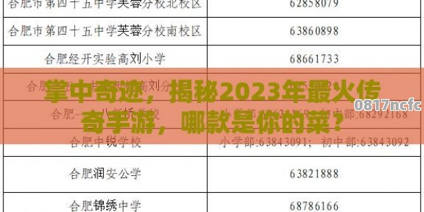 掌中奇迹，揭秘2023年最火传奇手游，哪款是你的菜？